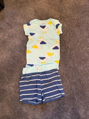 Carter's Seagull Print Pajama Set - Light Aqua, Yellow & Navy